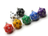 2 20mm Assorted Color Resin D20 20 Sided Dice Charms Dice Pendants Jewelry Making Beading Supplies Beads not usable as dice.
