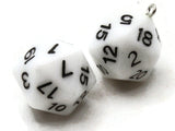 2 20mm White Resin D20 20 Sided Dice Charms Dice Pendants Jewelry Making Beading Supplies Beads not usable as dice.