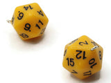 2 20mm Yellow Resin D20 20 Sided Dice Charms Dice Pendants Jewelry Making Beading Supplies Beads not usable as dice