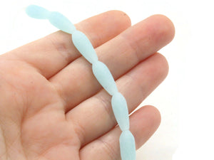 6 18mm Ice Blue Frosted Glass Beads Teardrop Tube Beads Jewelry Making Beading Supplies Loose Beads Smooth Matte Beads