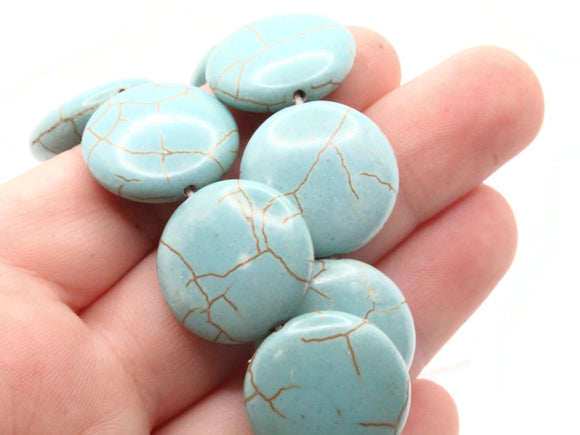 20 20mm Howlite Coin Beads Gemstone Beads Dyed Beads Turquoise Blue Beads Jewelry Making Beading Supplies Howlite Stone Beads