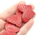 3 38mm Butterfly Beads Dyed Red Howlite Beads Full Strand Jewelry Making Beading Supplies Smileyboy Gemstone Beads Animal Beads