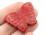 3 38mm Butterfly Beads Dyed Red Howlite Beads Full Strand Jewelry Making Beading Supplies Smileyboy Gemstone Beads Animal Beads