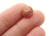 6 11mm Vintage Pink and Gold Glass Buttons Shank Buttons Sewing Notions Jewelry Making Beading Supplies Sewing Supplies