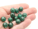 15 16mm Green Vintage Lucite Plastic Beads Striped Smooth Round Beads Beads Jewelry Making Beading Supplies Loose Beads to String