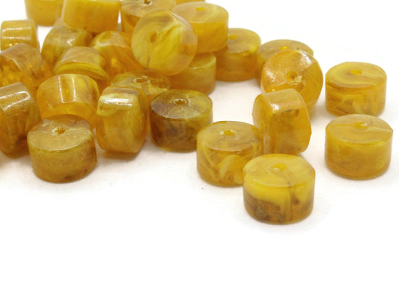 40 10mm Honey Yellow Swirl Disc Beads Vintage Plastic Beads Rondelle Beads Loose Beads Round Beads Jewelry Making Beading Supplies