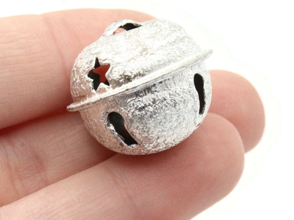 6 Silver Jingle Bells 24mm Bells Christmas Sleigh Bell Charms Beads Jewelry Making Beading Supplies Craft Supplies Smileyboy