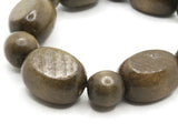 12 Brown Wooden Beads Mixed Flat oval and Round  Wood Beads Large Hole Macrame Bead Assortment Jewelry Making Beading Supplies