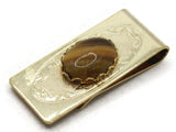 Vintage Golden  Money Clip with Tiger Eye Stone