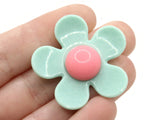 5 36mm Flower Beads Green and Pink Daisy Plant Beads Large Plastic Beads Acrylic Beads to String Jewelry Making Beading Supplies