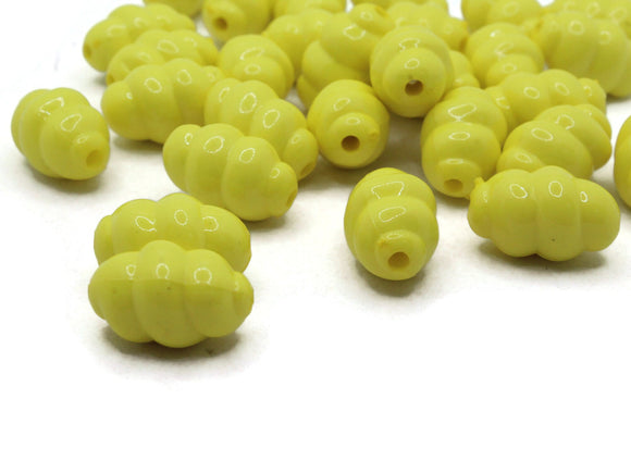 30 18mm Yellow Plastic Beads Twisted Oval Beads Jewelry Making Beading Supplies Loose Beads to String