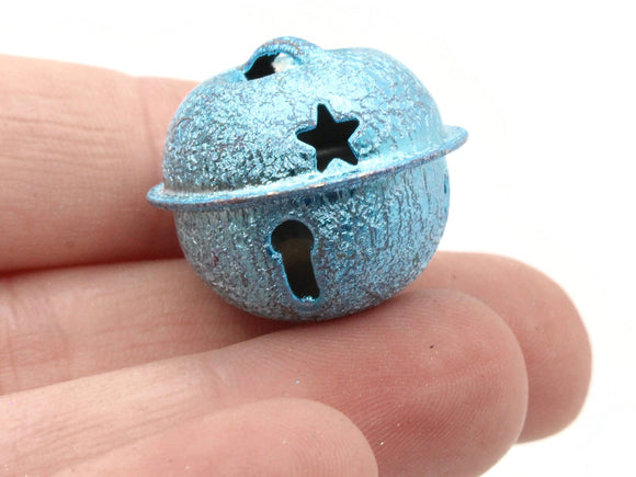 6 Blue Jingle Bells 24mm Bells Christmas Sleigh Bell Charms Beads Jewelry Making Beading Supplies Craft Supplies Smileyboy