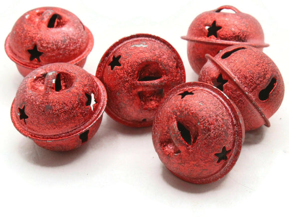 6 Red Jingle Bells 24mm Bells Christmas Sleigh Bell Charms Beads Jewelry Making Beading Supplies Craft Supplies Smileyboy