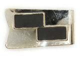 Vintage Silver  Money Clip with Black Rectangles