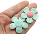 5 36mm Flower Beads Green and Pink Daisy Plant Beads Large Plastic Beads Acrylic Beads to String Jewelry Making Beading Supplies