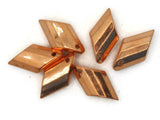 6 24mm Copper Faceted Beads Diamond Shaped Vintage Copper Plated Plastic Beads Jewelry Making Beading Supplies Shiny Metal Focal Beads