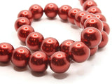 30 14mm Red Glass Pearl Beads Faux Pearls Jewelry Making Beading Supplies Round Beads Ball Beads to String