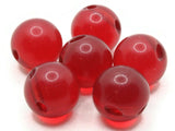 6 16mm 5/8 Inch Red Ball Buttons Lucite Round Buttons Vintage Lucite Buttons Jewelry Making Beading Supplies Sewing Supplies