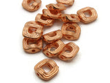 15 13mm Vintage Red Copper Beads Square Striped Donut Beads Copper Plated Plastic Beads Jewelry Making Beading Supplies Loose Beads