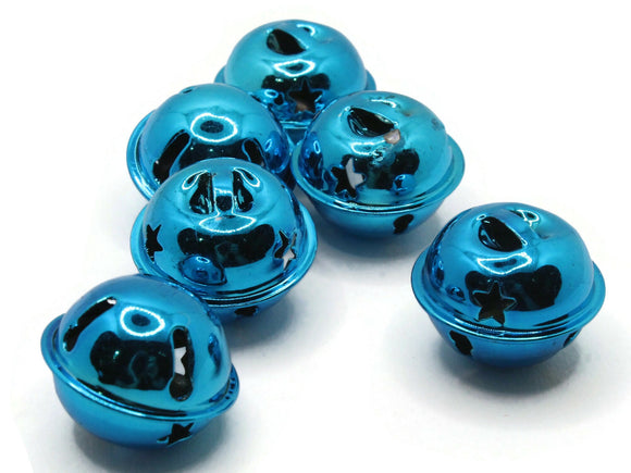 6 Shiny Blue Jingle Bells 24mm Bells Christmas Sleigh Bell Charms Beads Jewelry Making Beading Supplies Craft Supplies Smileyboy