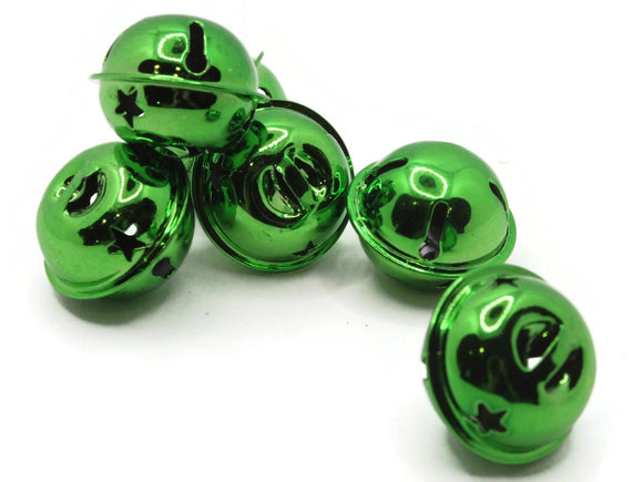 6 Shiny Green Jingle Bells 24mm Bells Christmas Sleigh Bell Charms Beads Jewelry Making Beading Supplies Craft Supplies Smileyboy