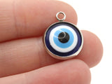 2 19.5mm Evil Eye Pendants Resin and Silver Tone 304 Stainless Steel Charms Blue Eyeball Charms Jewelry Making Beading Supplies Smileyboy