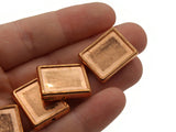 4 21mm Rectangle Beads Vintage Red Copper Beads Copper Plated Plastic Beads Frame Beads Two Hole Jewelry Making Beading Supplies Loose Bead