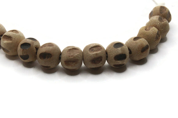 12 10mm Striped Pattern Beads Natural Brown Wood Beads Round Wooden Beads Jewelry Making Beading and Macrame Supplies Large Hole Beads