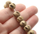 12 10mm Striped Pattern Beads Natural Brown Wood Beads Round Wooden Beads Jewelry Making Beading and Macrame Supplies Large Hole Beads