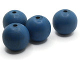 4 28mm Round Blue Beads Large Hole Beads Wood Beads Vintage Beads Macrame Beads Jewelry Making Beading Supplies New Old Stock Beads