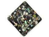 2 and 5/8 Inch Black Resin and Mother of Pearl Pendant Square Diamond Pendant Jewelry Making Beading Supplies