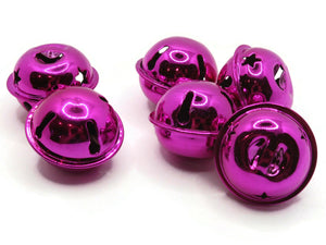 6 Shiny Bright Pink Jingle Bells 24mm Bells Christmas Sleigh Bell Charms Beads Jewelry Making Beading Supplies Craft Supplies Smileyboy