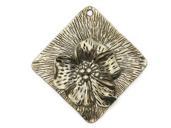 65mm Silver Flower and Diamond Pendant Metal Flower Pendant Jewelry Making Beading Supplies