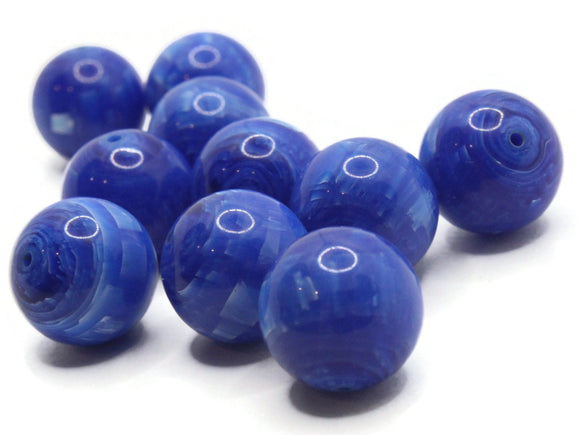 10 14mm Round Blue Striped Beads Vintage Lucite Beads Jewelry Making Beading Supplies Loose Beads Smileyboy