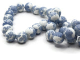 40 10mm White with Powder Blue Splatter Paint Beads Smooth Round Beads Glass Beads Jewelry Making Beading Supplies Loose Beads to String