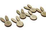6 32mm Brown Natural Wood Rabbit Head Cabochons Wooden Easter Bunny Tiles Craft Supplies Animal Charms