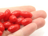 13 18mm Vintage Red Faceted Oval Plastic Beads New Old Stock Loose Beads Jewelry Making Beading Supplies Lightweight Bead