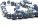 40 10mm White with Powder Blue Splatter Paint Beads Smooth Round Beads Glass Beads Jewelry Making Beading Supplies Loose Beads to String