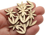 6 31mm Brown Natural Wood Daisy Flower Cabochons Wooden Plant Tiles Craft Supplies
