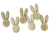 6 32mm Brown Natural Wood Rabbit Head Cabochons Wooden Easter Bunny Tiles Craft Supplies Animal Charms