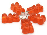 5 20mm Clear Orange Gummy Bear Charms Resin Pendants with Platinum Colored Loops Jewelry Making Beading Supplies Loose Candy Charms