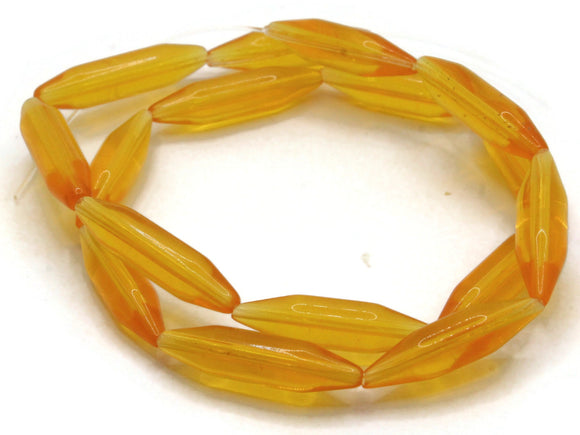 16 25mm Golden Orange Vintage Plastic Tube Beads Jewelry Making Beading Supplies Loose Beads to String