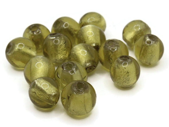 15 9mm to 10mm Chartreuse Green Yellow Round Lampwork Glass Beads Jewelry Making Beading Supplies Loose Beads to String