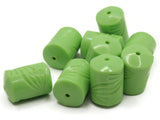 10 22mm Green Plastic Tube Beads With Wave Design Vintage Plastic New Old Stock Beads to String Chunky Beads Jewelry Making Beading Supplies