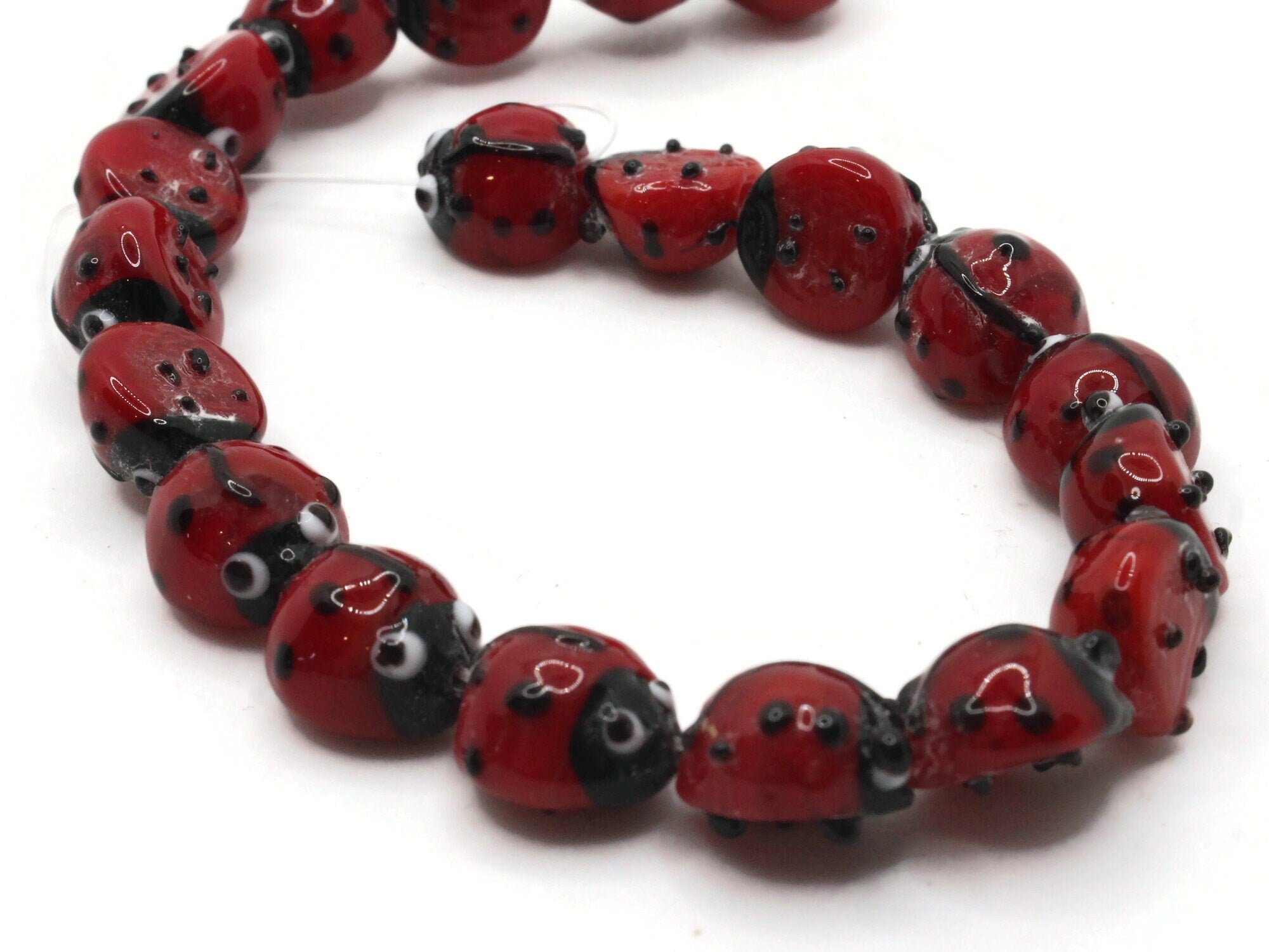 Red leather grey & black selling lampwork glass beads