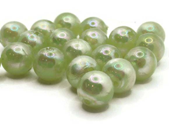19 14mm Beads Large Round Shiny Green Vintage Plastic Ball Beads to String Gumball Beads New Old Stock Beads Jewelry Making Beading Supplies