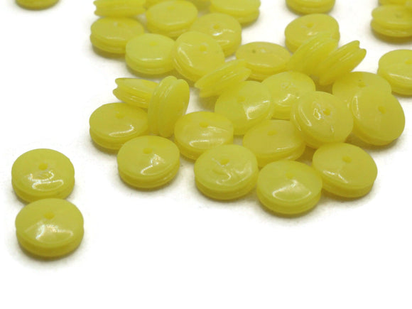 47 9mm Yellow Grooved Disc Beads Vintage Plastic Beads Rondelle Beads Loose Beads Round Beads Jewelry Making Beading Supplies