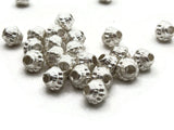 24 8mm Vintage Patterned Bicone Beads Silver Plated Plastic Beads  Jewelry Making Beading Supplies Large Hole Loose Beads