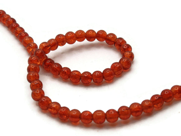 4mm Sunset Orange Crackle Beads Cracked Glass Beads Smooth Round Beads Full Strand Jewelry Making Beading Supplies Small Beads