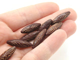 8 22mm Brown and Gold Patterned Tube Beads Vintage Plastic New Old Stock Beads to String Jewelry Making Beading Supplies